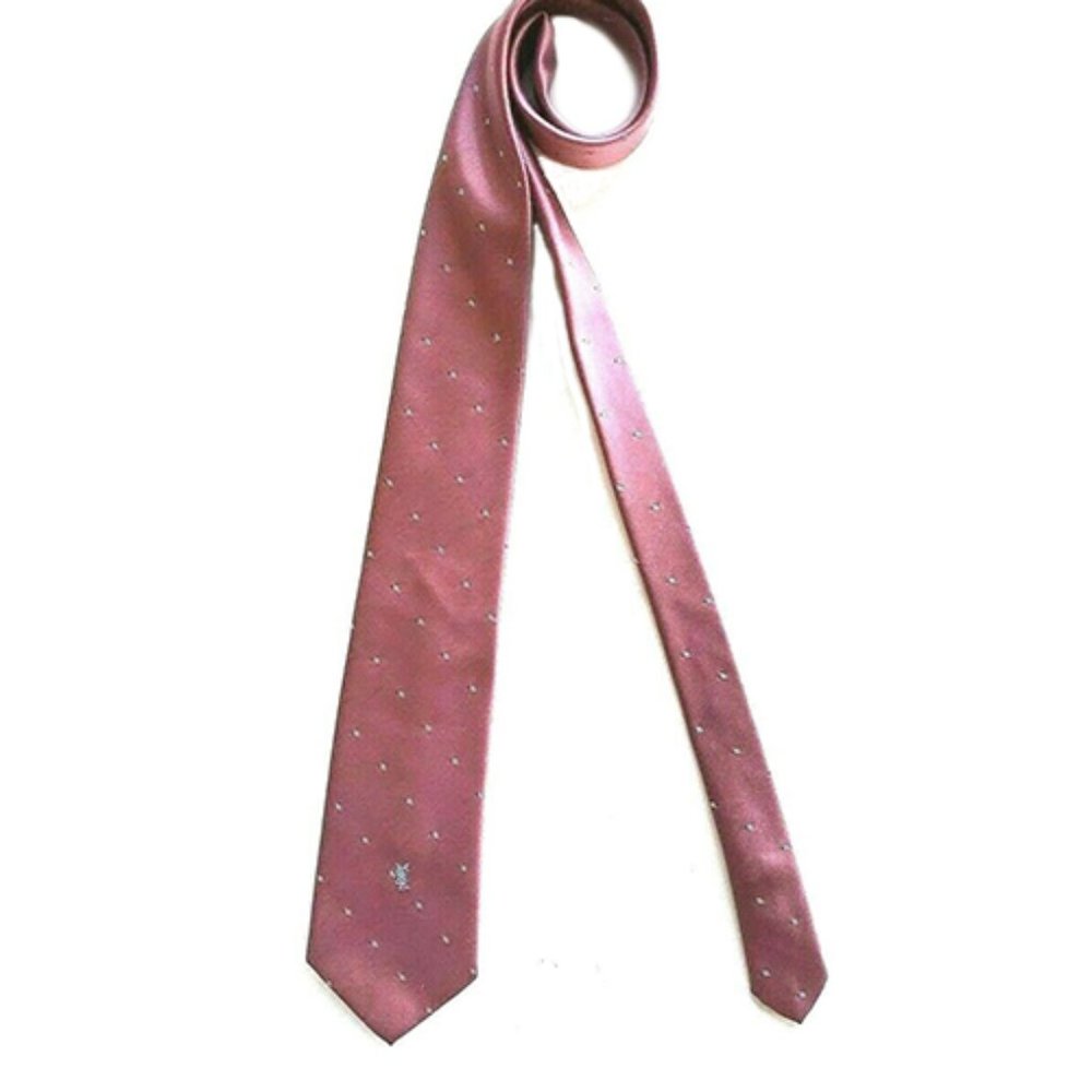 Yves St. Laurent Tie Mauve Pink Mens Necktie Silk